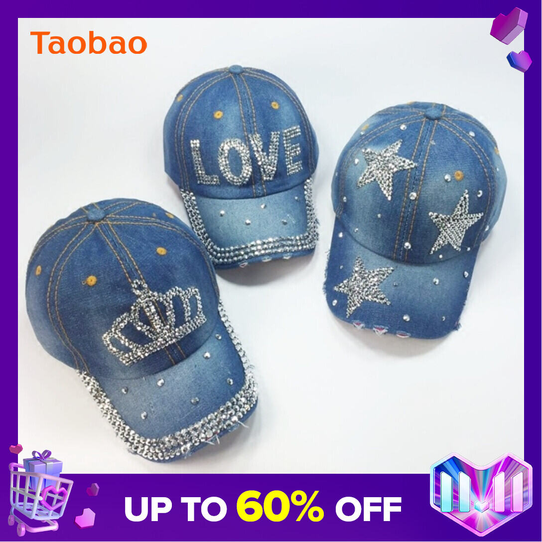 Spring and Autumn Recommended Brim Hat Sun Hat Sequins Cowboy Hat Rhinestone Baseball Cap Korean Style Student Hat Trendy Outdoor
