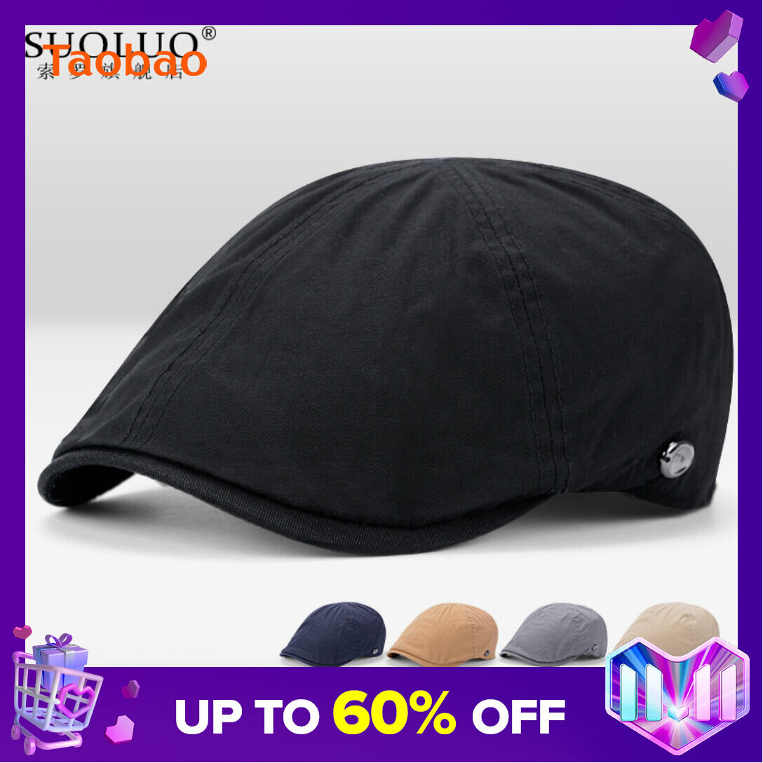 Hat Men's Summer Beret Vintage Brim Hat Korean Fashion Youth Advance Hats Female Black British Painter Cap