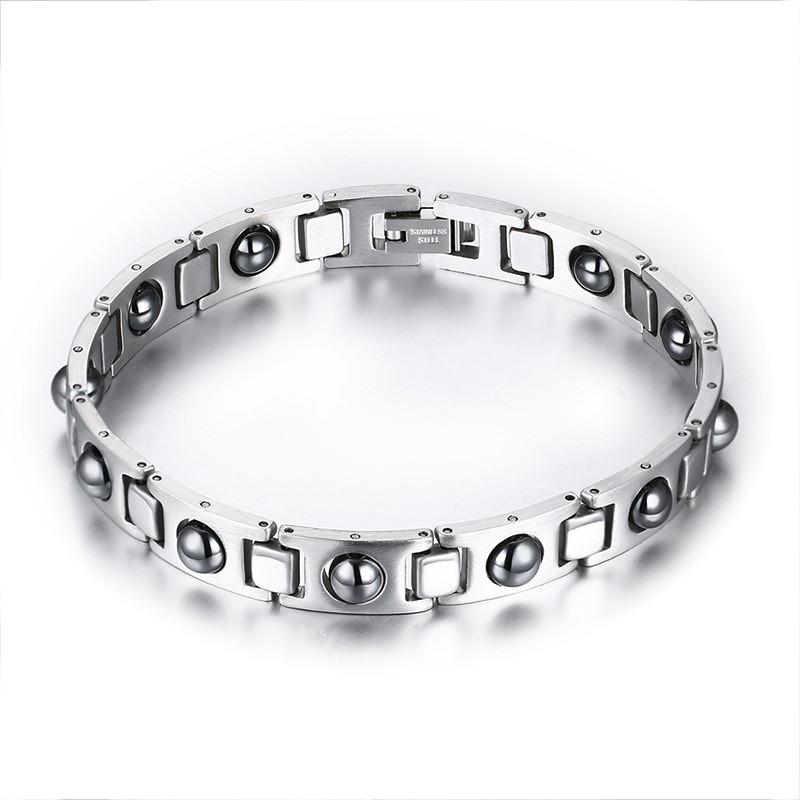 Refined Titanium Steel Energy Therapy Bracelet with Strong Black Magnets Germanium Health Care Bangles Chain