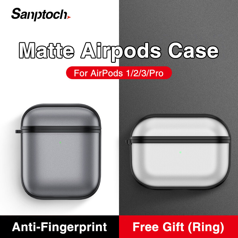 Sanptoch Luxury Frosted Case For Apple AirPods Pro2 2022 / 3rd / Pro / 2nd / 1st Generation Bluetooth Wireless Earphone Shockproof Cover Matte Translucent Protective Casing With Keychain