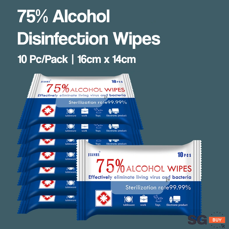 [Value Pack] 10 pcs x 60 pack 75% Alcohol Wet Wipes Disinfectant Disinfection Disposable Wipe Travel Size Portable Anti-bacterial Cleaning Phone Sterilization Hand Sanitizer Cleansing Antiseptic | Sin