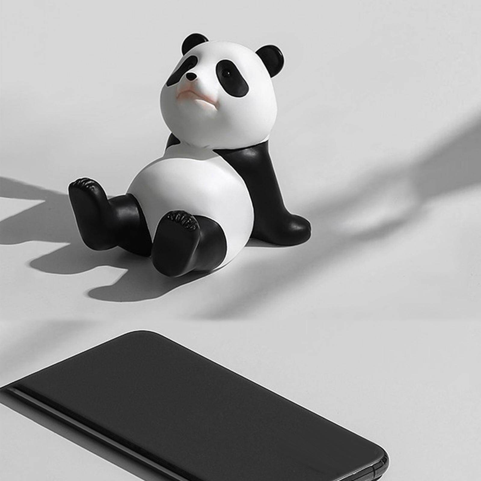 milageto Lovely Panda Statue Desktop Phone Holder Resin for Office Tabletop Home