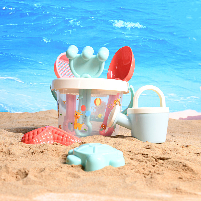 Moulty Kids Beach Toys Toddlers Sand Toys Set 8Pcs with Mesh Bag Including Bucket, Shovels, Rake, Sifter and Molds, Summer Outdoor Beach Sand Toys for Boys, Girls,Toddlers and Kids
