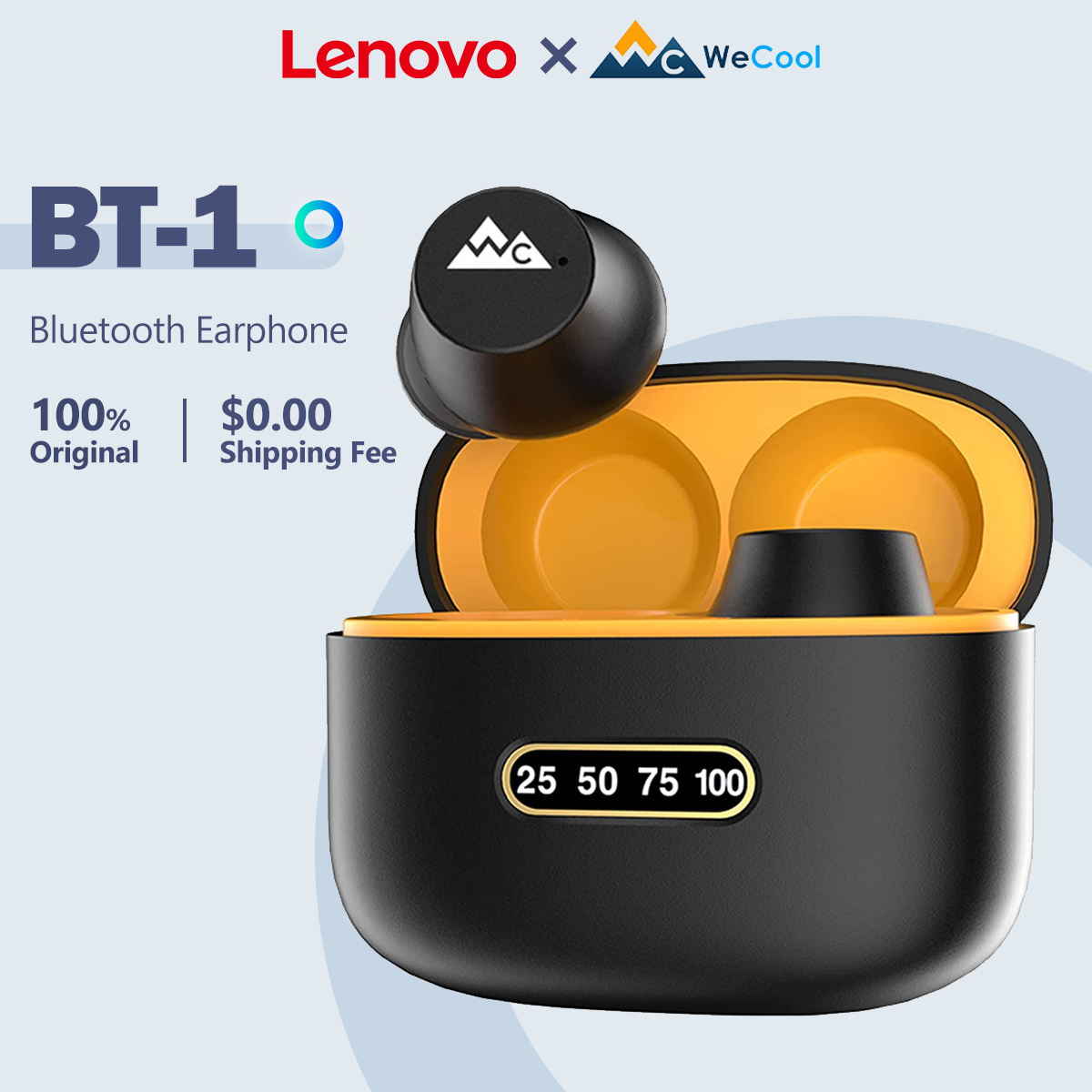 Lenovo x WeCool BT1 True Wireless Earbuds Bluetooth Earphone IPX5 Water Proof With Digital Battery Display For Secure Sports Fit