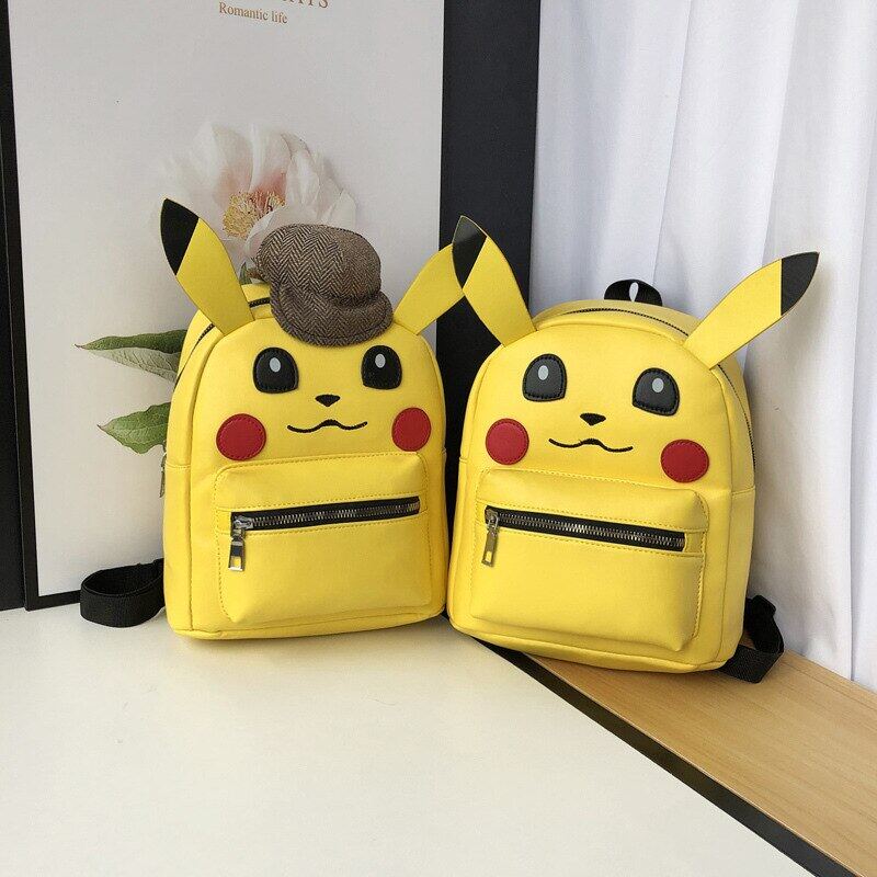 TAKARA TOMY Anime Pokemon Backpack Pokémon Bag Pikachu School Bag Cartoon Cute Children Schoolbags Piakchu Model Doll Kids Gifts