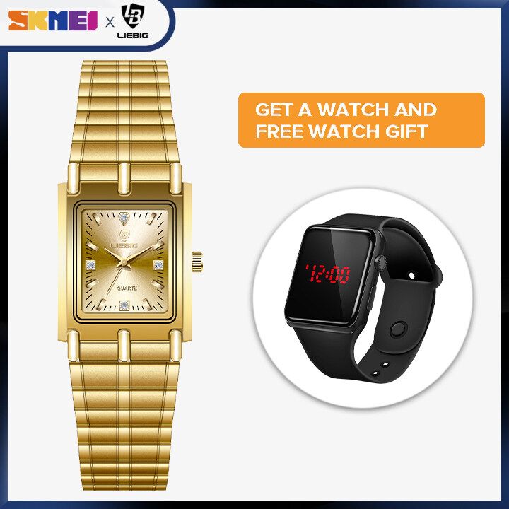 SKMEI Women Digital Watch Casual Fashion Dual Display Stainless Steel Waterproof Wrist Watch For Women Men L1018 BUY1 TAKE 1 Free Gift