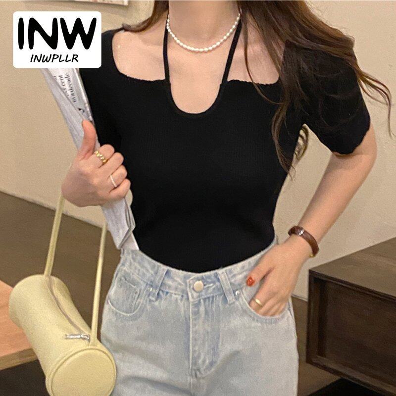INWPLLR Design Sense Bow T-shirts Women's Fashionable Short Sleeve Tops Tees Front And Back Wear Female Tshirt