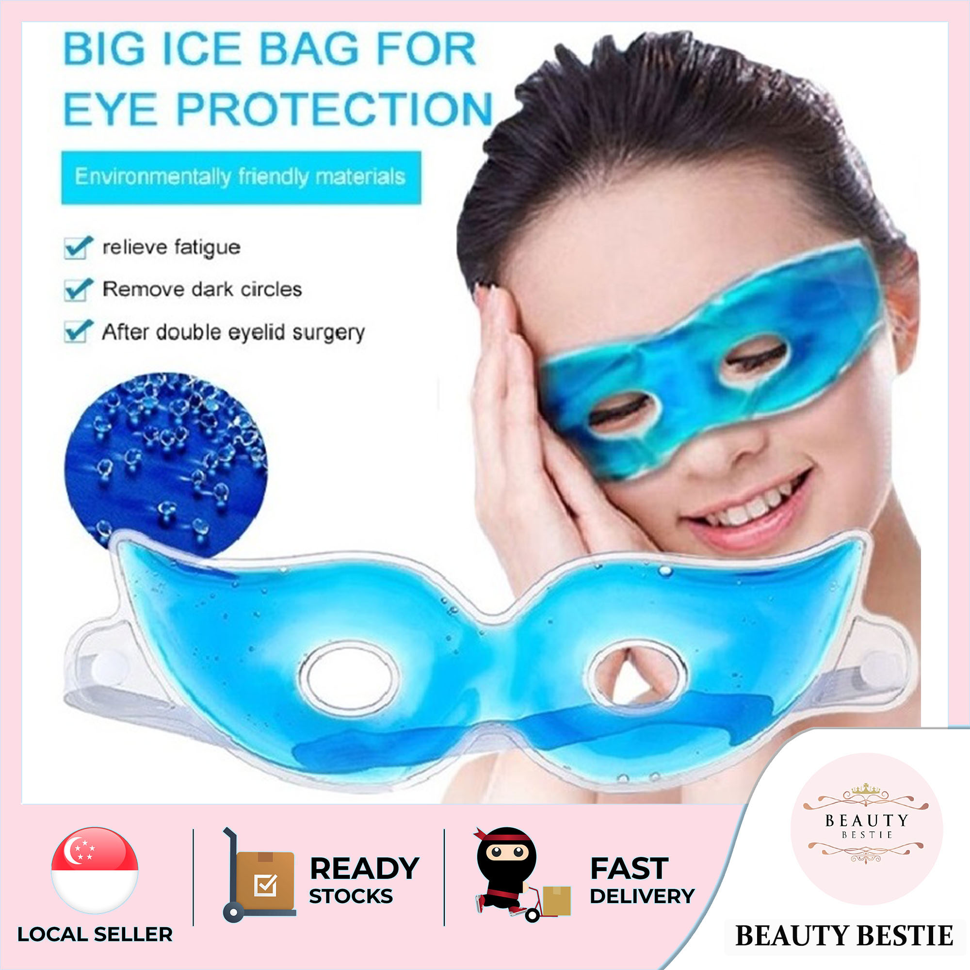 *2 PIECES* ICE EYE MASK (BLUE) SG SELLER *FAST DELIVERY* Dark Circles Removal Eye Fatigue Relief Eye Gel Ice Goggles Reusable Sleep Masks *HEAT PAD RELIEF STRAINS FOR EYES* DISTRIBUTED by BEAUTY BESTI