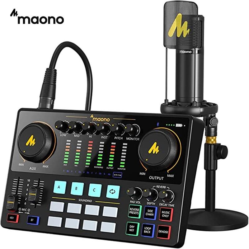 Maonocaster Sound Card Set With XLR Microphone Audio Interface Podcasting for Youtube DJ Live Streaming Phone Computer PC AME2A