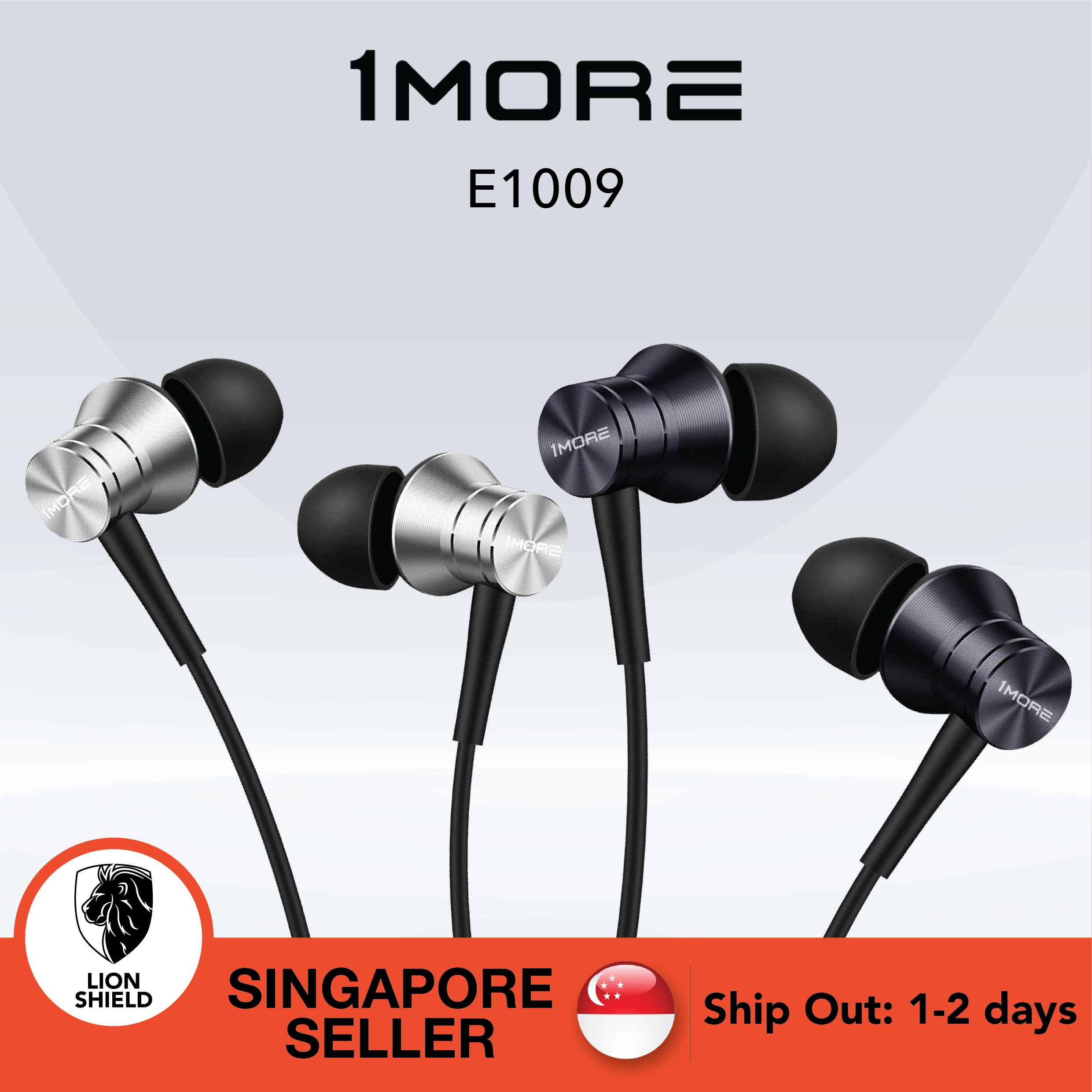 [SG] Original 1MORE E1009 Piston Fit Earphone with Mic- Available in Space Grey/Silver - Android and iOS Compatible Microphone