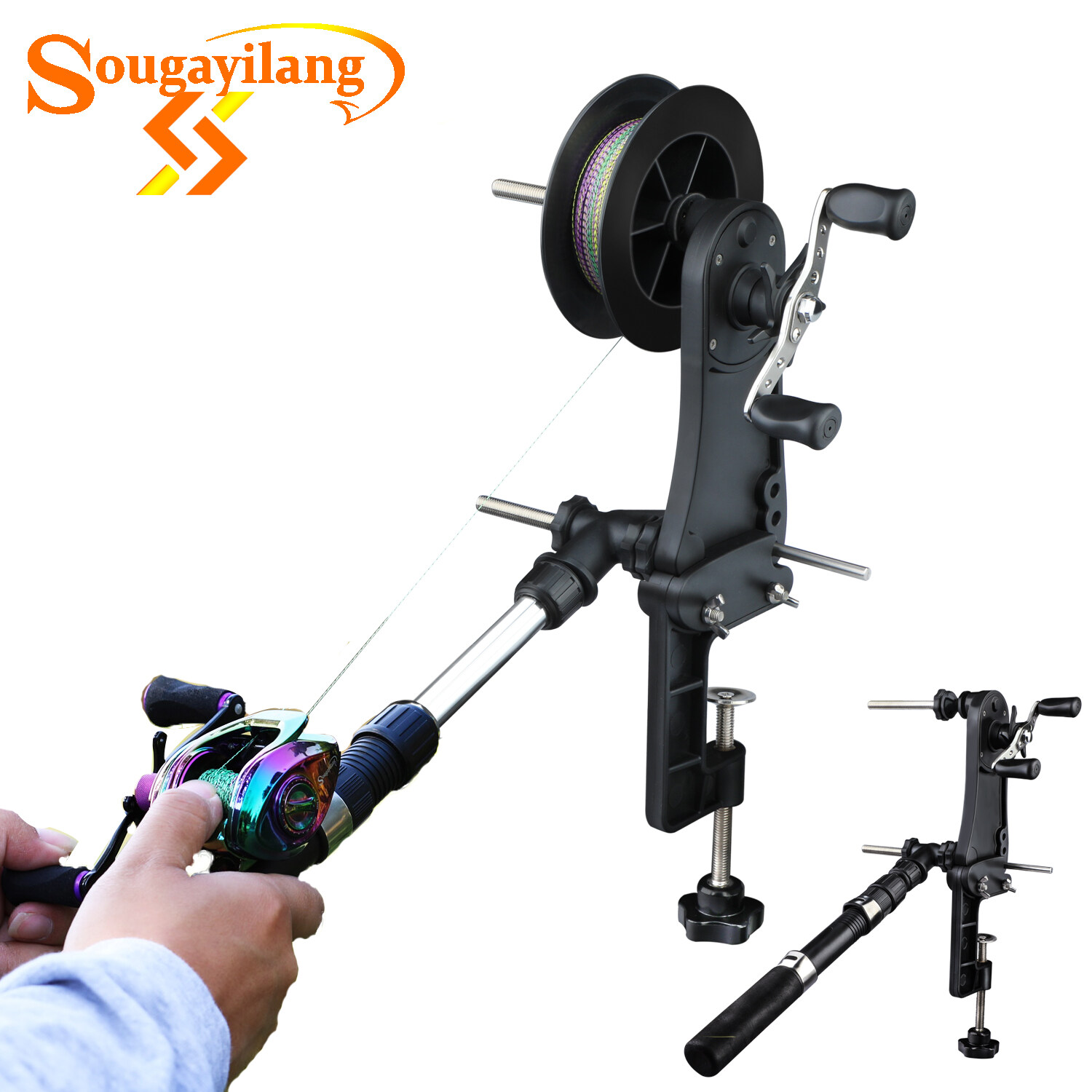 Sougailang Portable Fishing Line Winder Universal Fishing Line Spooler Adjustable for Various Sizes Rod Bobbin Reel Winder Board Spool Line Wrapper Spooler Spooling Station System Fishing Reel Winder 