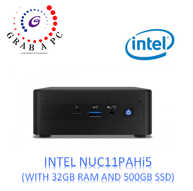 INTEL NUC11 PERFORMANCE KIT NUC11PAHi5 BUNDLE WITH 32GB RAM AND 500GB SSD ( RNUC11PAHi50Z00 ) (WITHOUT INBUILT MIC)