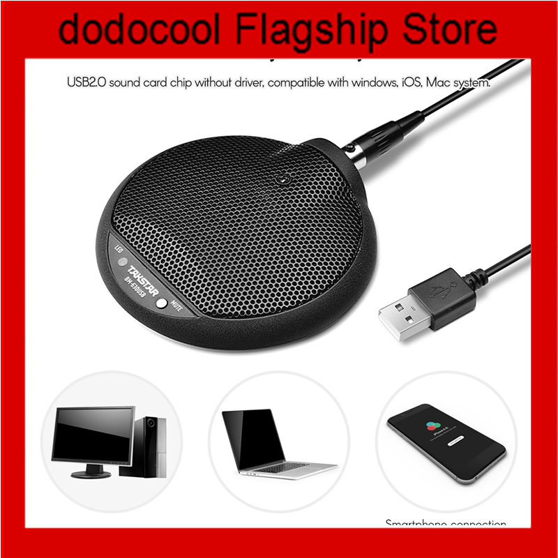 dodocool BM-630USB Digital Boundary Microphone USB Conference Mic Omnidirectional Plug-and-Play for Computer Network Meeting Live Broadcast Interview Chatting