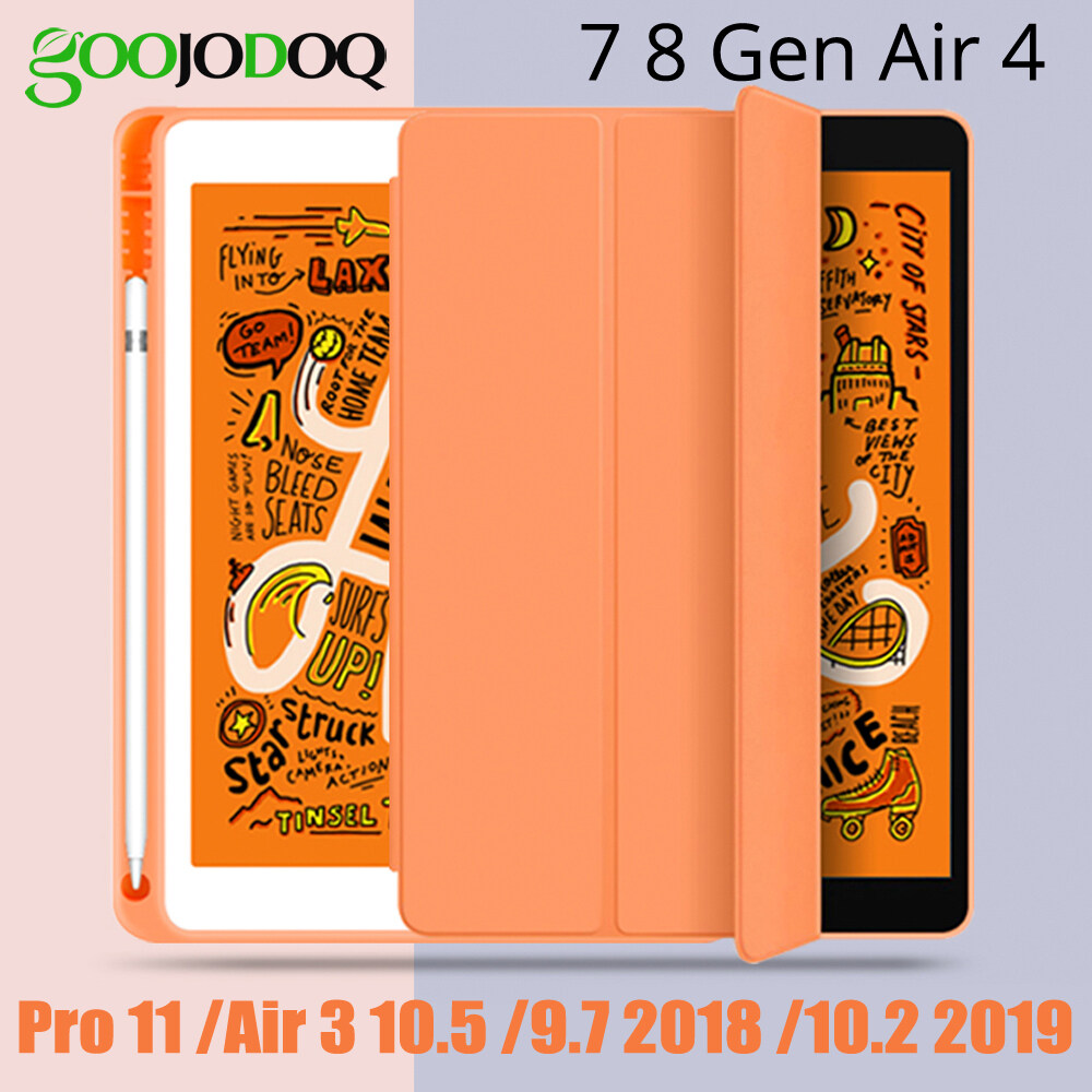 GOOJODOQ Soft Silicone TPU Tablet Case For iPad Gen7 10.2 Inch 7 th Generation With Pencil Slot