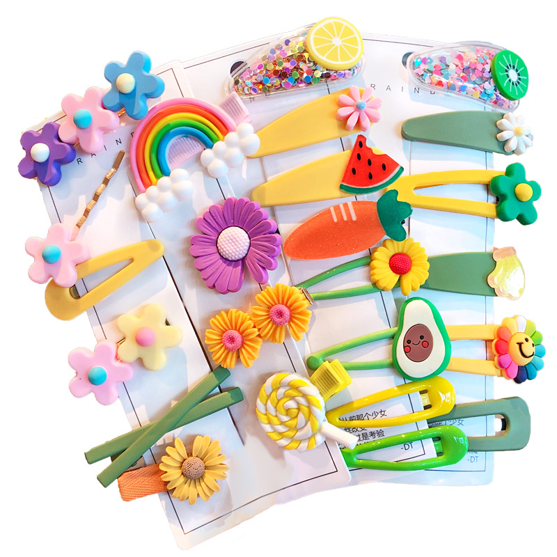 24 Pieces Set Baby Girl Fashion Hair Clip Children Cute Cartoon Headwear Kids Girls Hair Accessories RD200728002