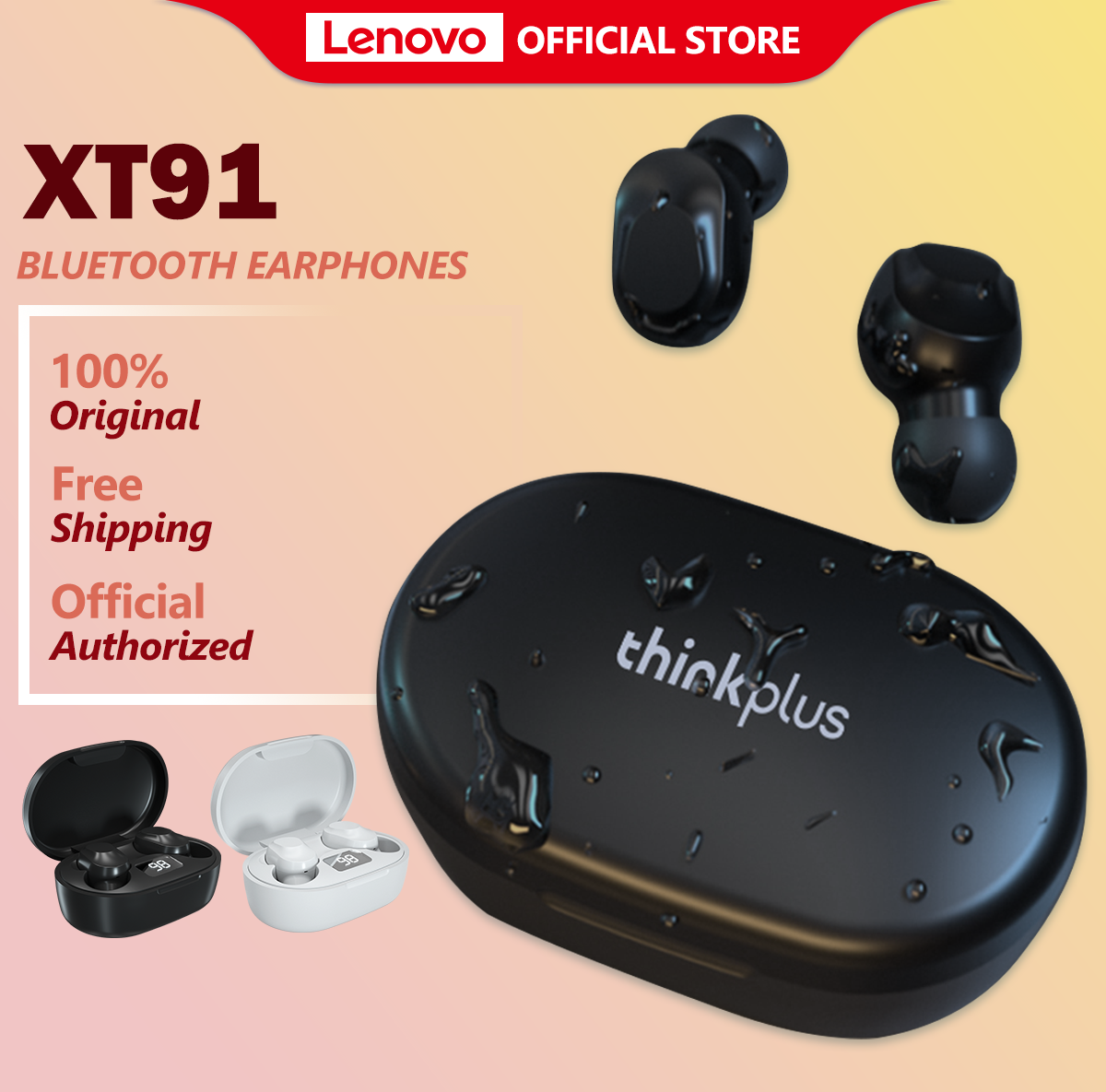 Lenovo XT91 True Wireless Earbuds Bluetooth 5.1 HD Stereo Sound True Wireless Earphone Handfree Headset With Mic Noise Reduction TWS Audio Earpieces Headphone Microphone Original Earphone