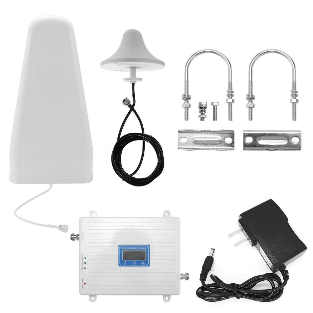 110-220V Tri Band Amplifier 900 1800 2100 GSM DCS WCDMA 2G/3G/4G LTE Universal Signal Booster Intelligent Repeater Kit US Plug