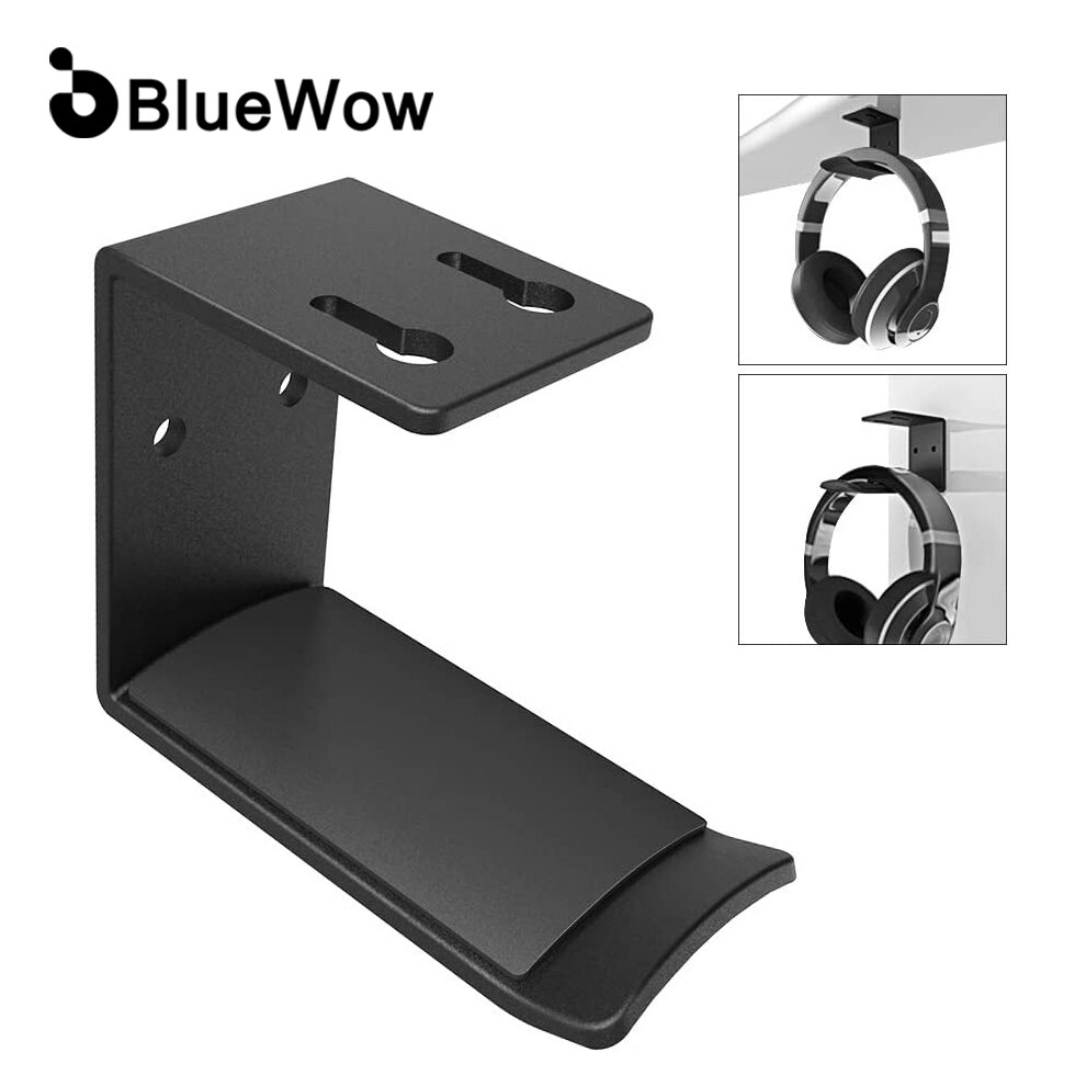 BlueWow Headphone Hanger Headset Stand Hook Headphone Holder With Rubber Mat Under-Desk Headphone Hanger Holder HH-009