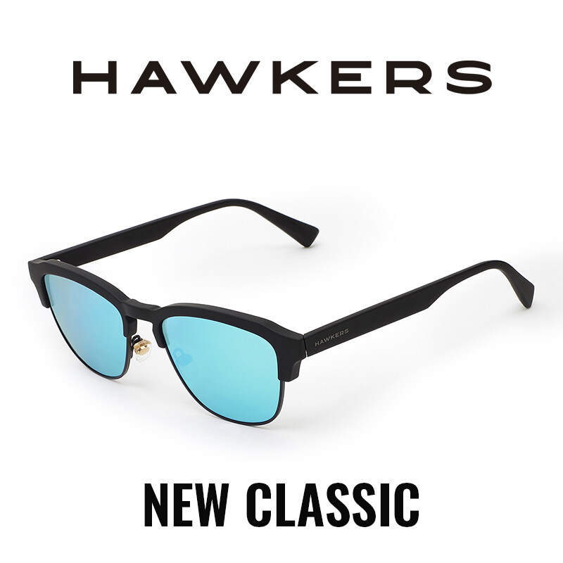 Hawkers - NEW CLASSIC Rubber Black Clear Blue Sunglasses UV400 Men Women CLATR02