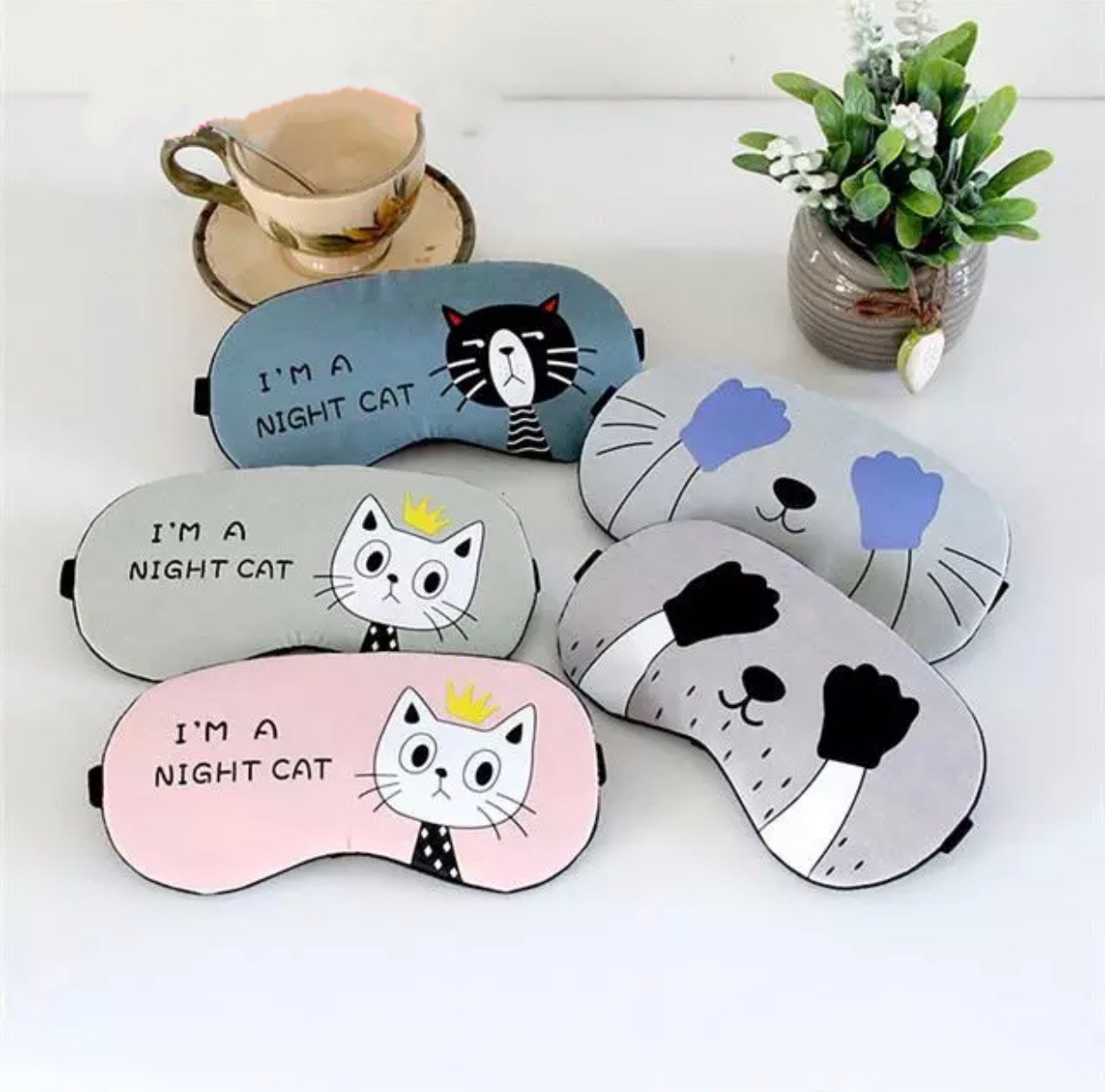 Unique Cat Dog Cotton Sleeping Eye Mask Warm Cold Gel Pack Gel Eye Mask Blindfold Travel Rest Comfortable Night Anti-Puffiness