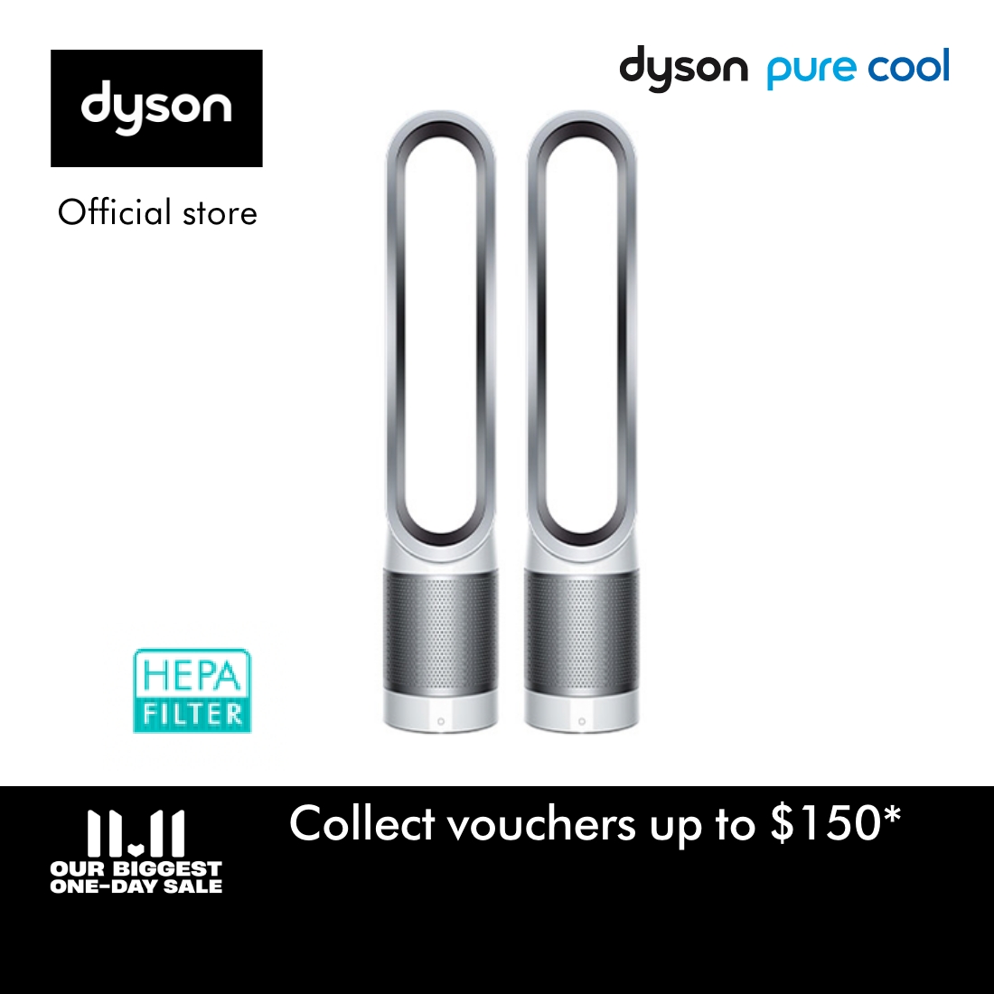 Dyson Pure Cool ™ Air Purifier Fan TP00 (White/Silver) [Twin Bundle]