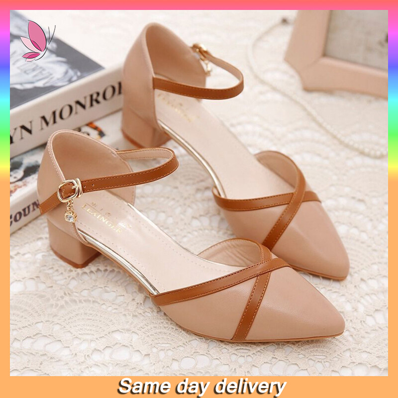 Women's Korean Style All-match Baotou Thick Heel Pointed Sandals