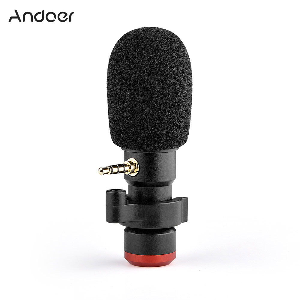 Andoer MIC06 Mini Plug-in Smartphone Microphone Mic 3.5mm TRRS Plug for Smartphone Video Recording Live Broadcast Online Singing Chatting