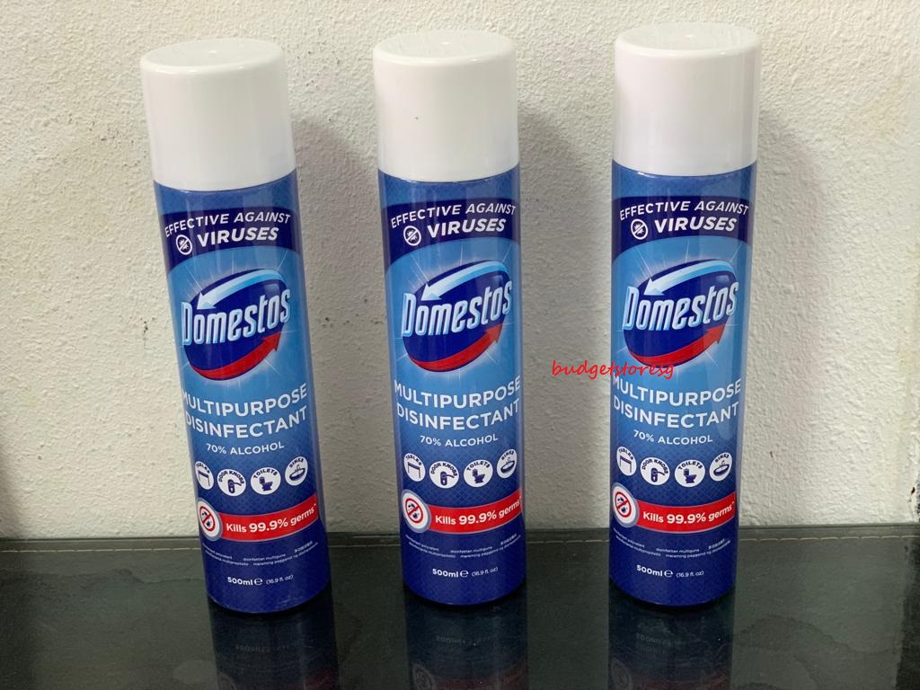 Domestos Multipurpose Disinfectant Spray with 70% Alcohol (500ml x 3)
