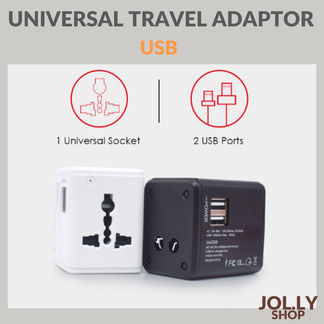 Dual USB Universal Travel Adapter 2.1A Charger Power Wall Charger Type C Converter Adaptor Plug