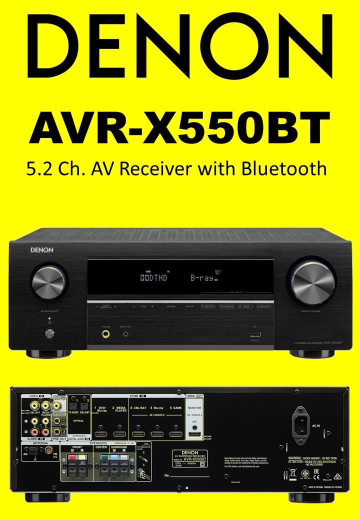 DENON AVR-X550BT 5.2 Ch. AV Receiver with Bluetooth