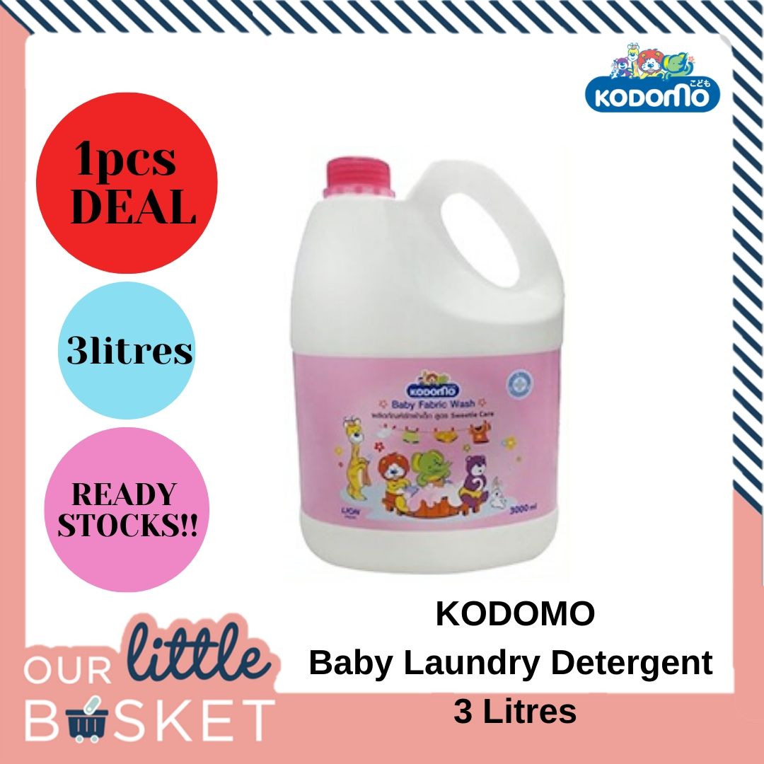 Kodomo| Baby Laundry Detergent| 3 Litres| Giant BOTTLE |Suitable for Newborn, Baby, Children (1pcs Pink)
