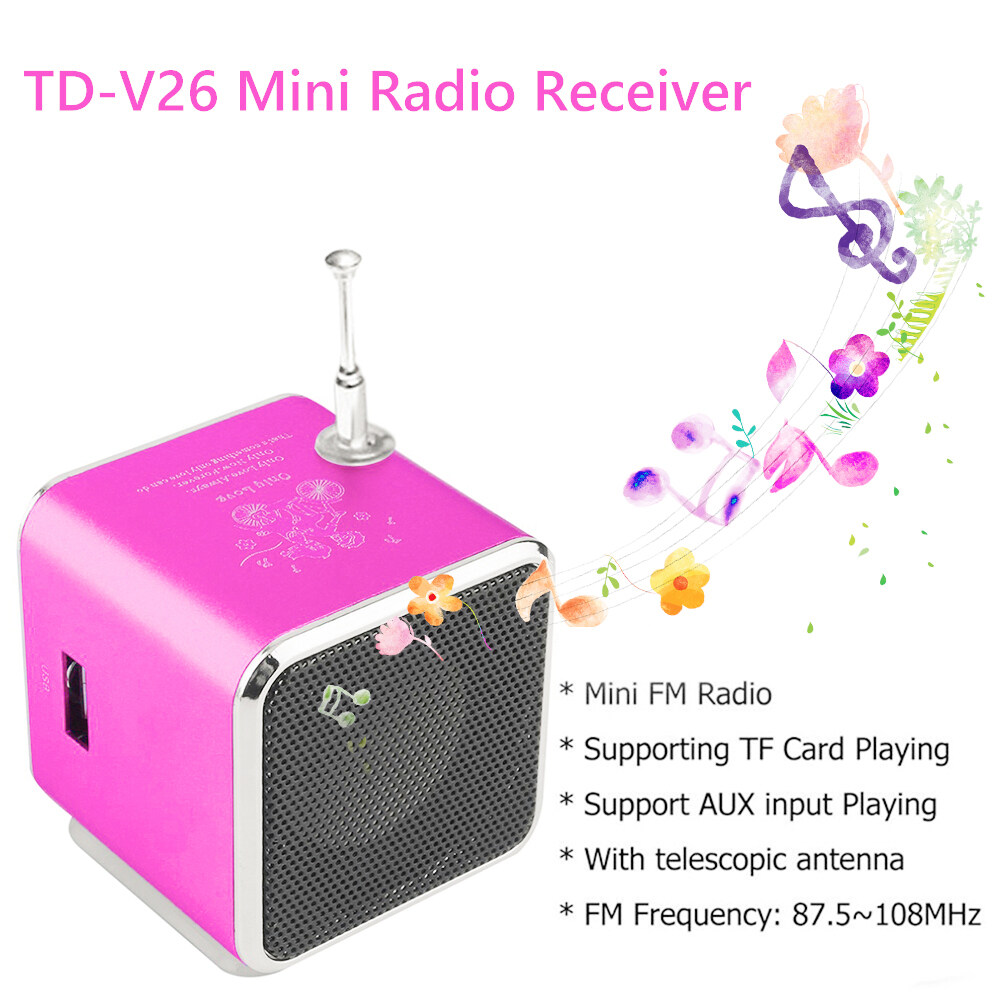 TD-V26 Mini Speaker Bluetooth-compatible 5.0 FM Radio Receiver MP3 Player Soundbar