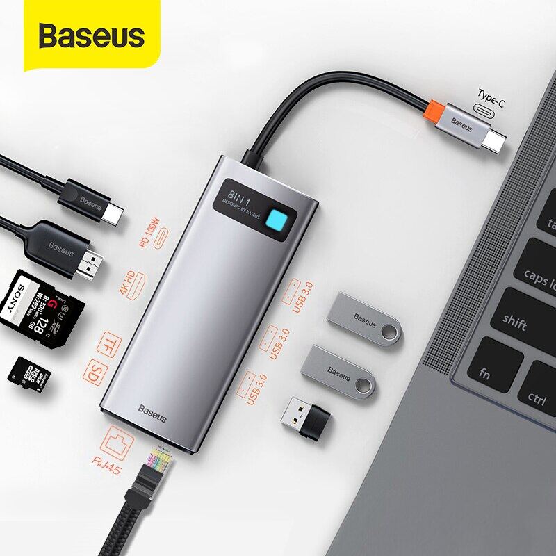 Baseus USB C Hub Type C to HDMI-Compatible VGA USB 3.0 Adapter 11 9 8 in 1 Type C Hub Dock for Macbook Pro Air Notebook USB C RJ45 SD Splitter