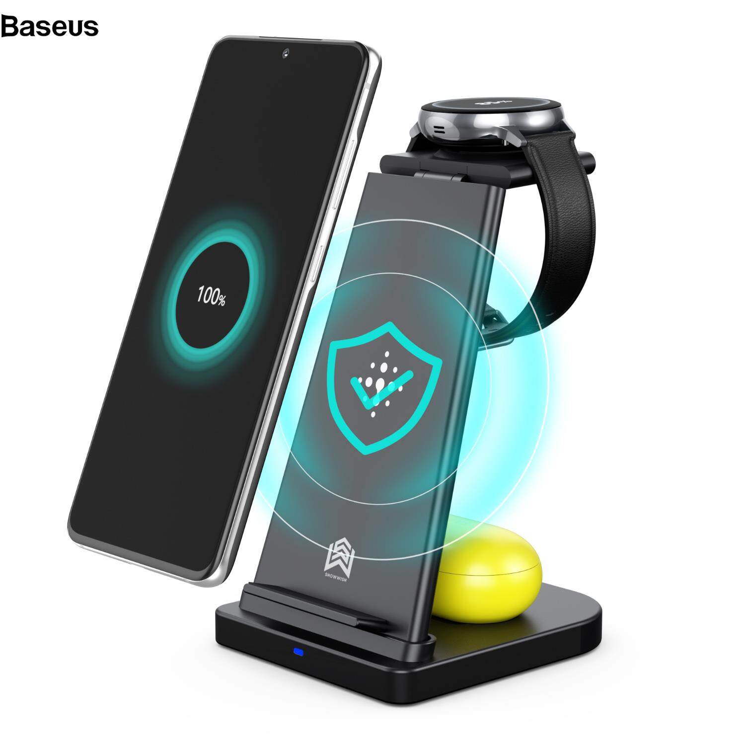 Baseus UD21S Detachable 3-in-1 Magnetic Wireless Charging Station Dock Phone Watch Earphone Charger Bracket Stand