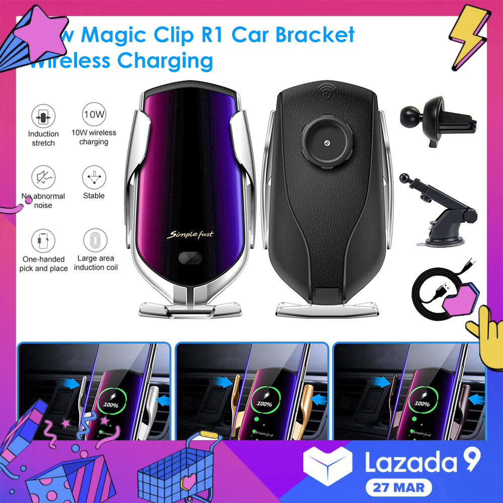 [Global Version] Original R1 Wireless Car Charger Automatic Clamping 10W LG Infrared Induction Qi Wireless Charger Car Phone Holder Fast Charge Quick Charge for phone xiaomi GPS Samsung Galaxy Huawei 