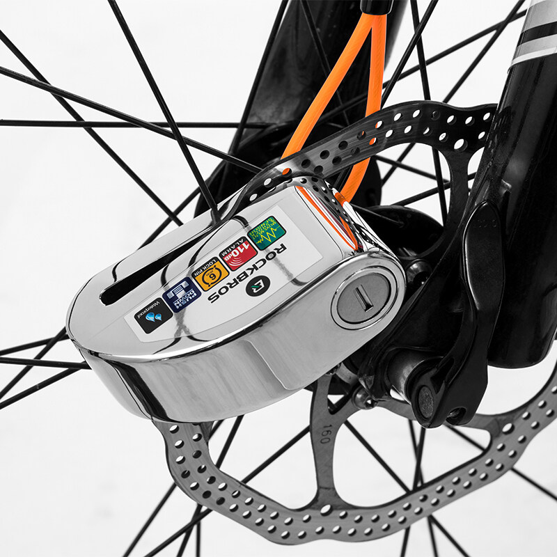 ROCKBROS Disc Brake Cycling Lock Anti-Theft Wheel Lock 110dB Sound Alarm Disc Lock Alarm for Motorcycle Scooters Motorcycles Bikes