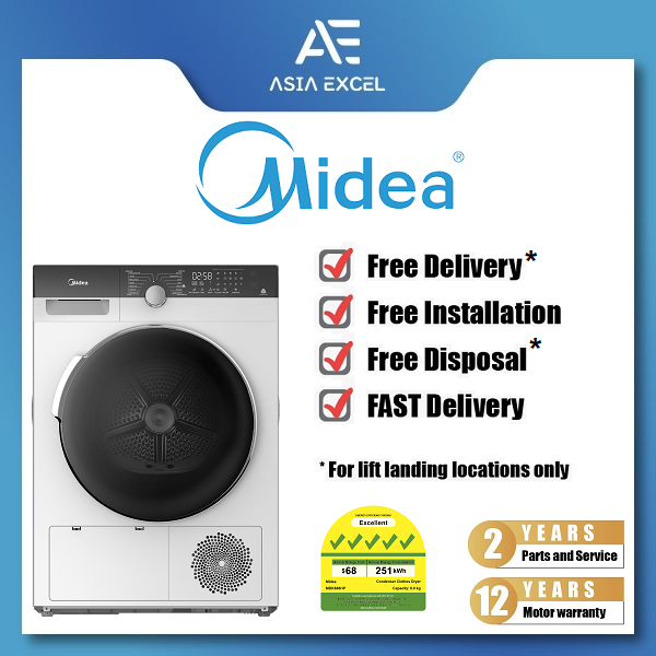 (Bulky) MIDEA MDK888HP WHITE 8KG FRONT LOAD HEAT PUMP DRYER