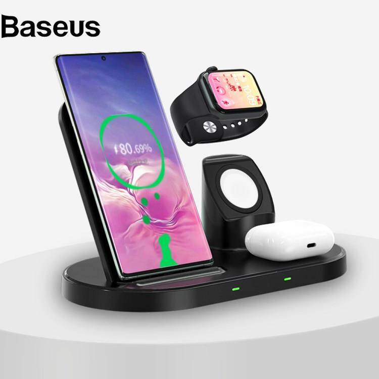 Baseus W55 3 in 1 15W Fast Charging Magnetic Wireless Charger Desktop Station Dock for Mobile Phone / Smart Watch / Headphones (Upgraded Version)