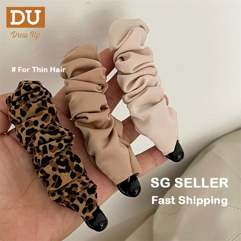 [SG | Fluffy]  9cm Fabric Décor Banana Hair Clip Hair Barrette For Thin-to-Medium Hair, Steady Twist Hair Clip, Dress Up