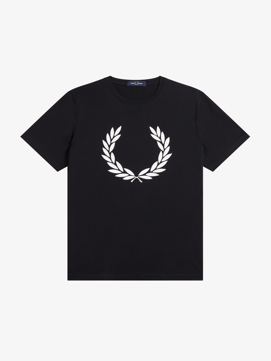 Fred Perry M4725 Laurel Wreath Print T-Shirt (Black)