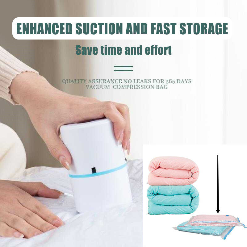 Noiseless Compressor Electric Pump Compatible for Vacuum Compression Bags Air Extractor Compression Bag Electric Pump (White)