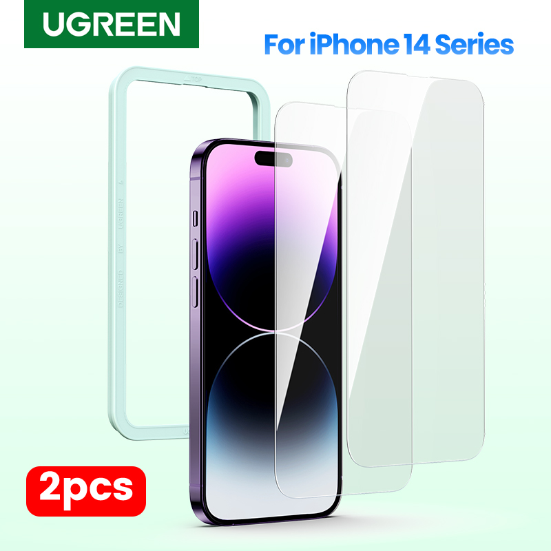 UGREEN 2PCS Borderless Full Screen HD Tempered Film with Film Applicator Compatible with Apple for iPhone 14 / iPhone14 Pro / iPhone 14 Pro Max/iPhone 13 / iPhone13 Pro / iPhone 13 Pro Max