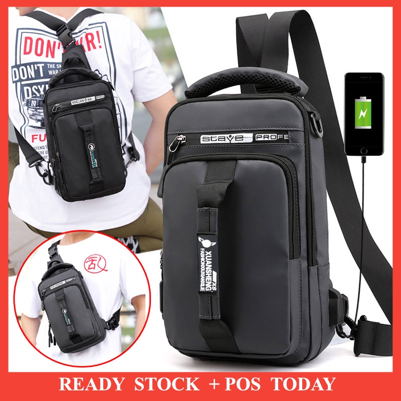 Men Bags Crossbody Bags Shoulder Bags Fashion Waist Bags Nylon Handbags Backpacks Waterproof Sling Bags Chest Bags with USB Interface for Men Outdoor Sports