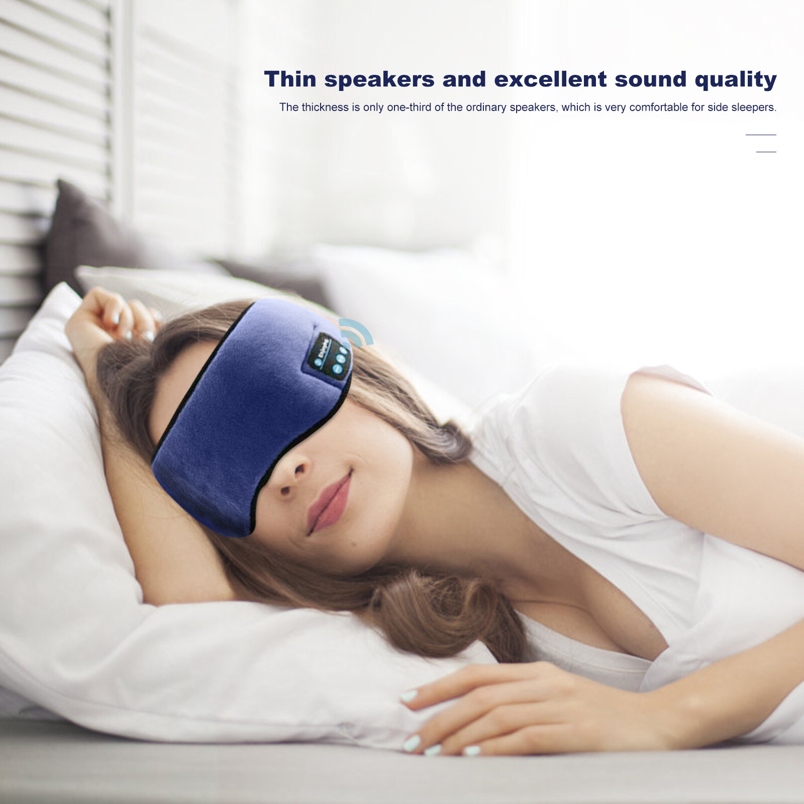 MOJOYCE Sleep Eye Mask Travel Bluetooth 5.0 Music Eye Cover Blackout Headband Black/Dark Blue/Coffee/Grey